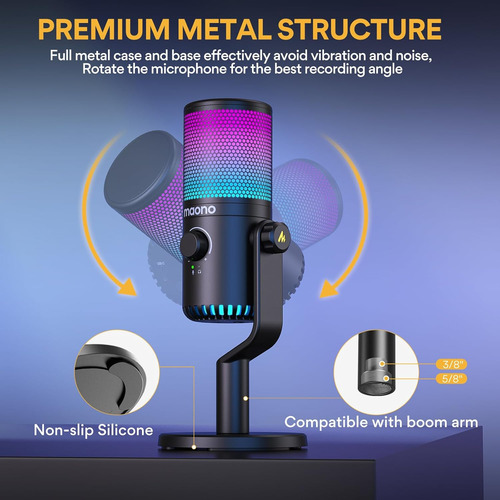 Micrófono Usb Para Juegos Con Software, Micrófono Rgb...