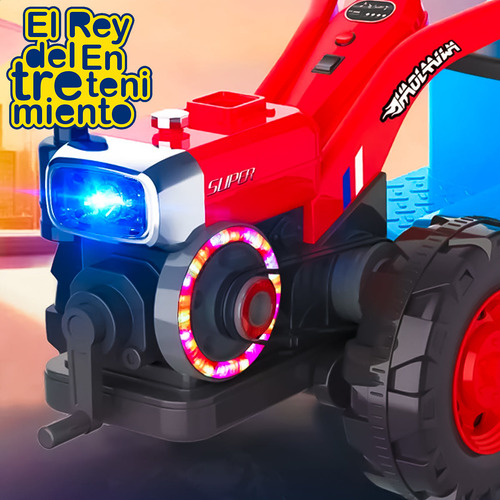 Imagen 2 de 10 de Moto Tractor Con Tráiler Música Usb Y Luces A Batería El Rey