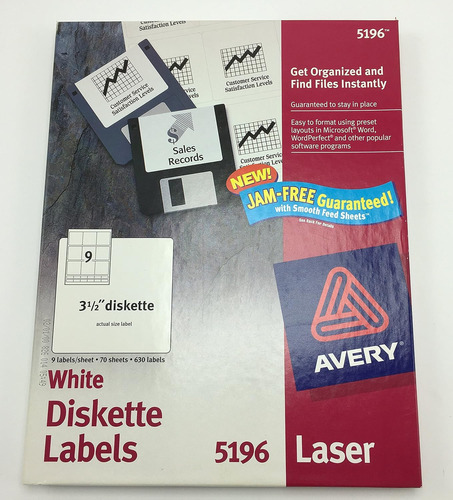 Etiquetas Avery 5196 P/ Disquettes - Impresora Laser X70 Hjs