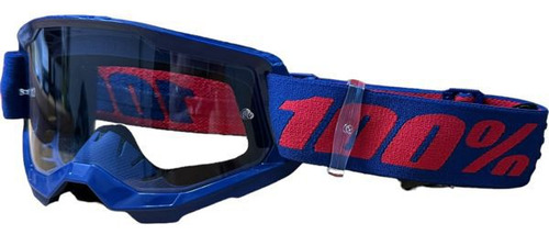 Oculos Goggle 100% Strata 2 Azul/vermelho Downhill/motocross