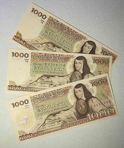 Las 3 Variantes 1,000 Pesos Sor Juana Familia A Nuevos !
