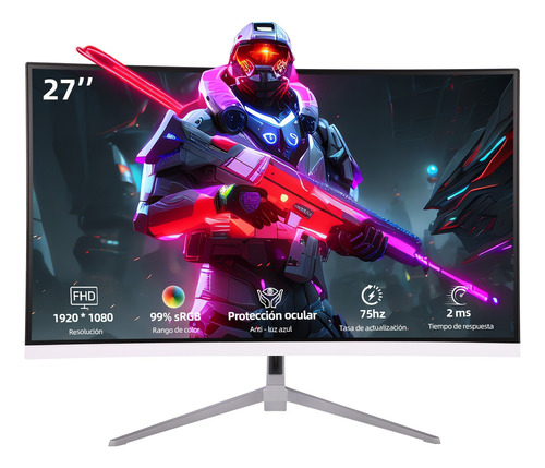 Monitor Curvo De Computadora 27 Gamer Pantalla Hdmi Vga 75hz