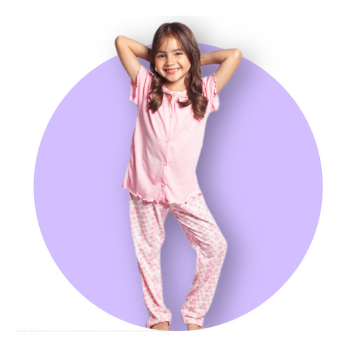 Pijama De Niña Pantalon Largo De Algodón 
