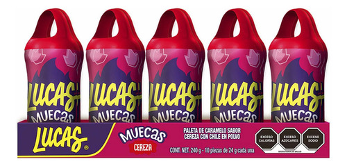 Lucas Muecas Paleta Enchilada Sabor Cereza Paquete Con 10 Pz