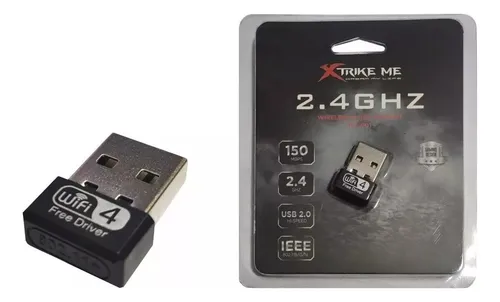 Tarjeta Receptor De Red 2,4 Gh Wifi Usb Xtrike Me Wl 001 Pc® Negro