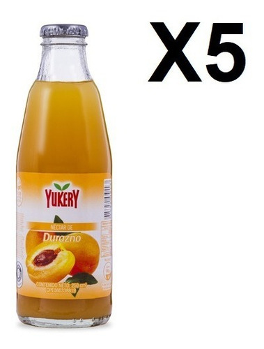 Jugo Yukery De Durazno 250ml X5 Unidades