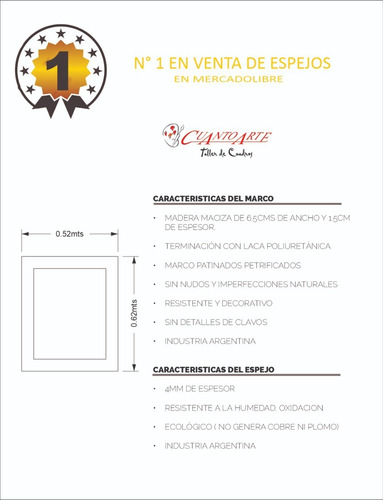 Espejo Marco Madera Para Baño. 51x61 Cm. Super Oferta!!!!
