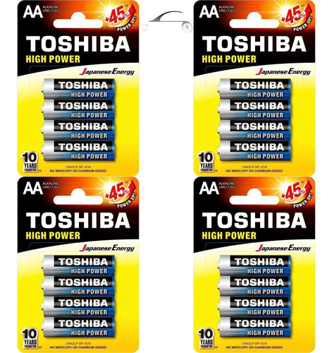 16 Pilhas Alcalinas Aa Toshiba Lr6gcp