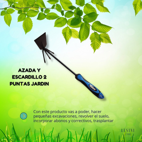 Imagen 5 de 9 de Kit Set Jardin Azada Y Escardillo 3 Puntas + Pala Metalica