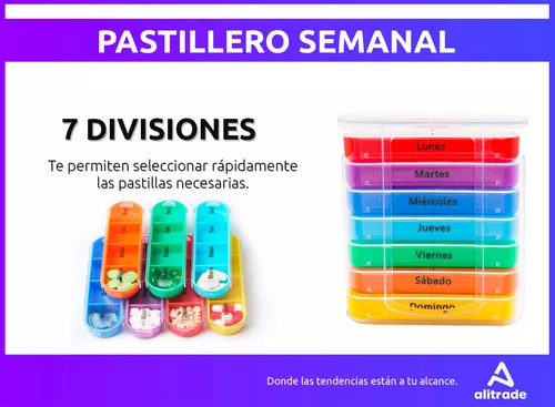 Pastillero Semanal 3 Tomas Organizador Medicamentos Portátil Multicolor