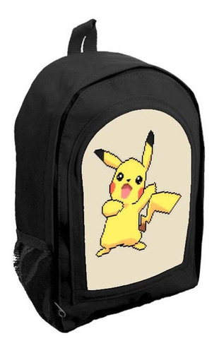 Mochila Negra Infantil Nena Nene Pikachu Pokemon Tt282