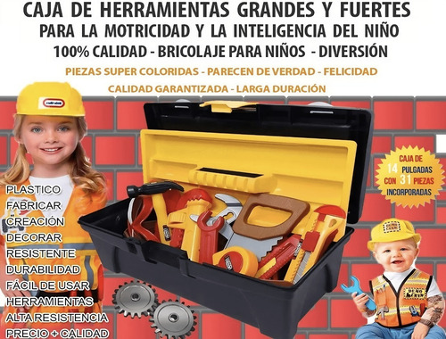 Imagen 2 de 8 de Caja Herramientas Grandes Colage Niños 14 PuLG 31pz Mod3000c