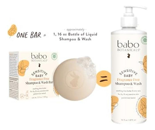 Shampoo Y Barra De Lavado 2 En 1 Sin Fragancia Para Bebés Se
