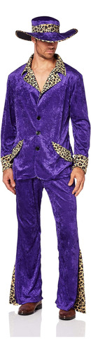 Disfraz De Chulo Púrpura De Terciopelo Aplastado Para Adulto