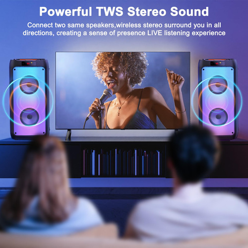 Máquina De Karaokê Hwwr Com 2 Microfones Sem Fio Bluetooth