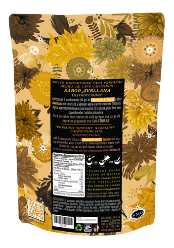 Imagen 2 de 8 de Café Capuchino Instantáneo Varios Sabores, Etnia 52 - 500gr