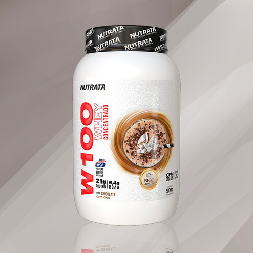 Whey Concentrado W100 Nutrata Chocolate Com Coco 900g Sabor Chococola c/ Coco