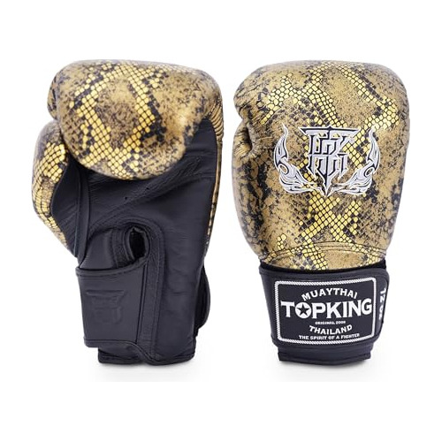 Top King Boxing Muay Thai Training Gloves (snake - Black/gol