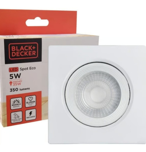 Spot Eco Led Black+decker Cuadrada 5w Luz Blanca Rey Ofertas