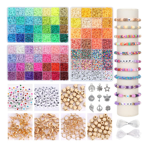 Quefe Kit De 9900 Cuentas De Arcilla Para Hacer Pulseras, Cu