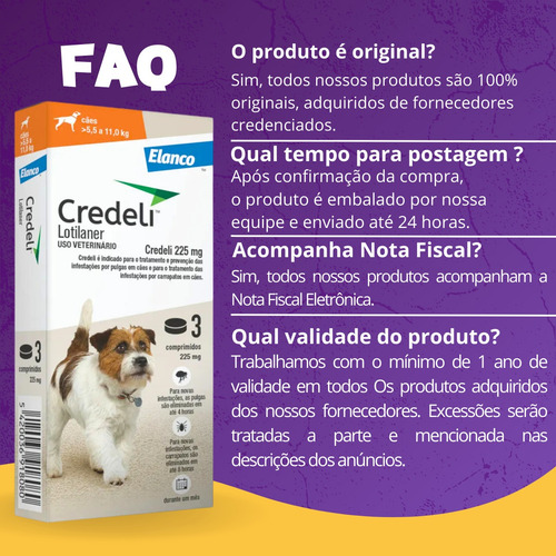 Credeli Antipulgas Carrapatos Cães 5,5-11kg 3 Comprimidos