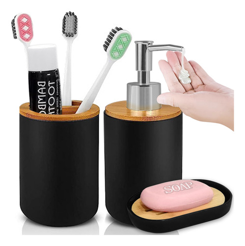 Set De Baño Con Dispensador De Jabón Para Manos Y Cepillo De