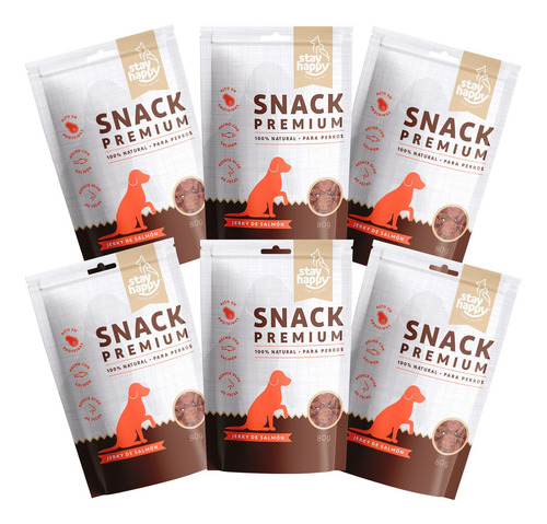 Snack Premium Jerky Salmón 80gr Para Perros X6