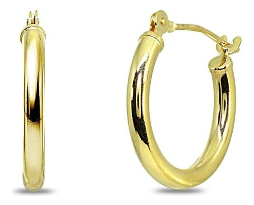 Aretes De Argolla De Oro Amarillo De 10 Quilates De 2 X 15 M