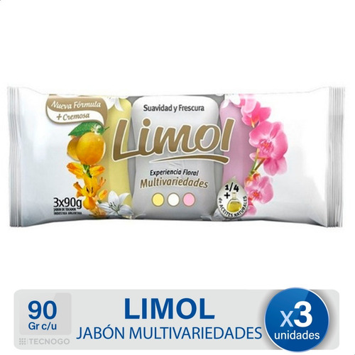 Jabon Tocador Limol Multivariedades Floral Aceites X3 U