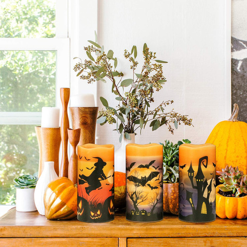 Velas Led Halloween Parpadeantes Sin Llama Con Temporizado