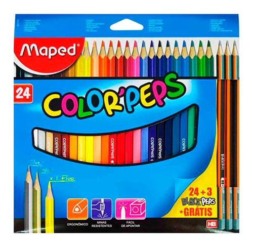 Lápis De Cor Color'peps Classic 24 Cores Maped + 3 Lápis