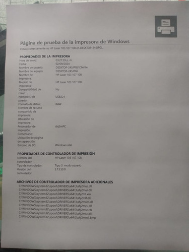 Impresora Hp Laser 107w Wifi (Usado)