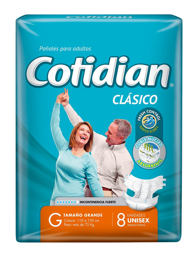 Pañales para adultos descartables Cotidian Clásico G x 8 u