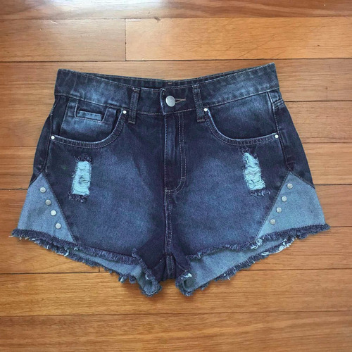 Short Jeans Boyfriend Com Spikes - Tam 38