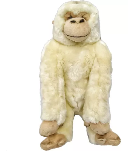 Gorila Macaco Branco Albino De Pelúcia 35 Cm Lavável