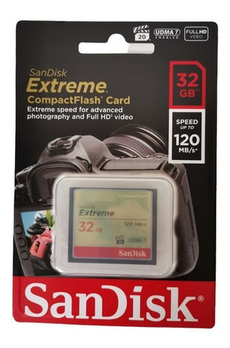 Tarjeta Memoria Extreme Compactflash Sandisk 32gb Camara Hd