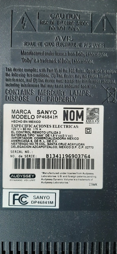 Bocinas - Tv Sanyo 46   -  Modelo Dp46841