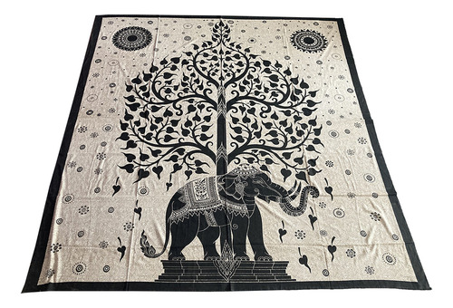 Cangão Canga Grande De Praia Colcha Painel Indiano Elefante Cor ÁRVORE+ELEFANTE Tamanho 2,10 X 2,30