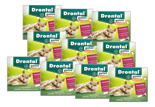 10 Drontal Gatos Spoton 5kg A 8kg 1,12 Ml Profender - Bayer