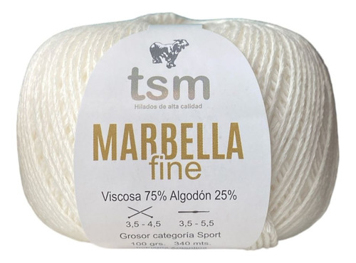 Hilado Marbella Fine 75% Viscosa 25% Algodón 8/3 100g Ovillo