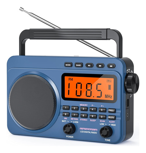 Radio Onda Corta Am Fm Sw Recargable Mp3 Digital Retro 