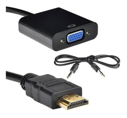Imagem 2 de 6 de Mini Adaptador Conversor Hdmi P/ Vga Transmite Áudio E Vídeo