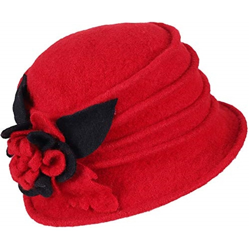 Sombrero De Invierno Vintage De Lana Floral Para Mujer