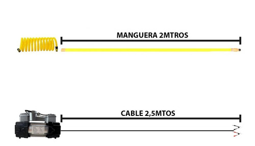 Imagen 4 de 9 de Compresor Doble Cilindro Metálico 12v Auto 4x4 Moto Cuatri