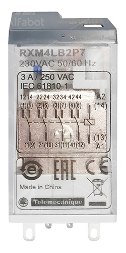 Relé De Interface 230vca 4naf 3a Com Led - Rxm4lb2p7