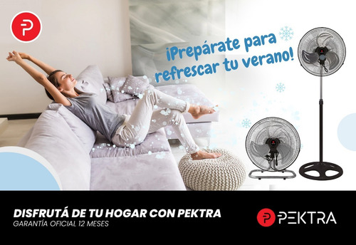 Imagen 7 de 9 de Ventilador 3 En 1 Pektra 20p 3 Aspas Metalico Pie Pared Piso