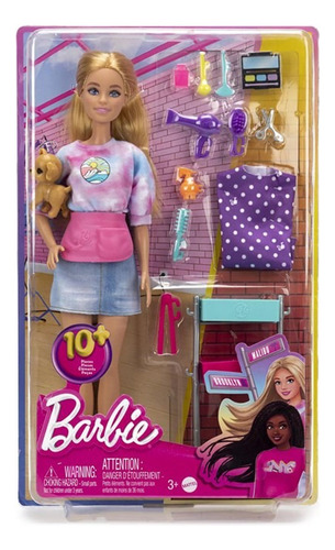 Barbie Estilista Rubia Con Cachorrito Y Accesorios Salón
