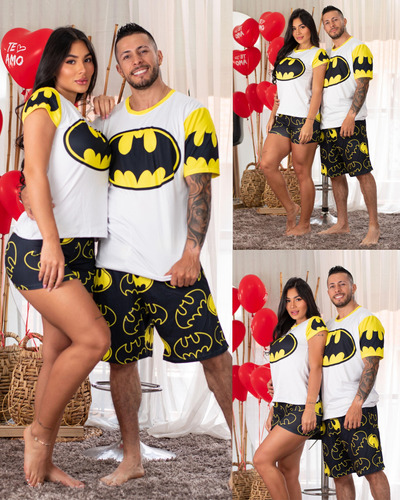 Ropa De Dormir Conjunto Pareja Shorts Camiseta 