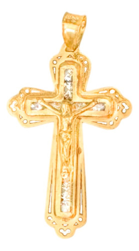 Dije Medalla Cruz Jesucristo Encaje 3cm 100% Oro Puro 10k