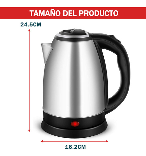 Tetera Cafetera Hervidor Eléctrico 2 Litros Inoxidable